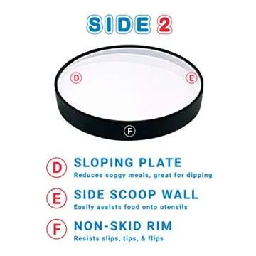 STAYnEAT Suction Plate, 2n1 Divided/Scoop Dish, Non-Slip Plate Guard, USA! White (L)