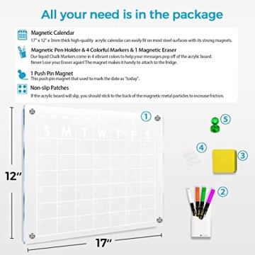 Magnetic Acrylic Calendar for Fridge - Dry Erase Board