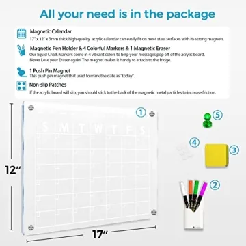 Magnetic Acrylic Calendar for Fridge - Dry Erase Board