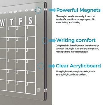 Magnetic Acrylic Calendar for Fridge - Dry Erase Board