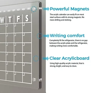 Magnetic Acrylic Calendar for Fridge - Dry Erase Board