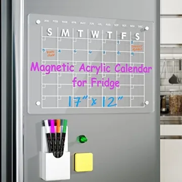 Magnetic Acrylic Calendar for Fridge - Dry Erase Board