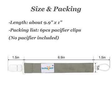 Babygoal Neutral Pacifier Clips for Boys and Girls - 6 Pack