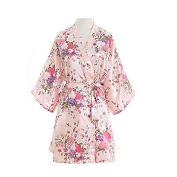 V Vaborous Women's Floral Satin Robes | Short Bridesmaid Robes & Silk Sleepwear