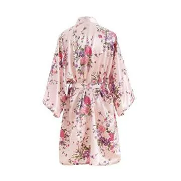 V Vaborous Floral Satin Robes for Bridesmaids & Everyday Wear