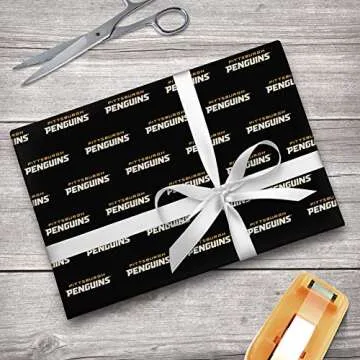 GRAPHICS & MORE NHL Pittsburgh Penguins Logo Gift Wrap Wrapping Paper Rolls