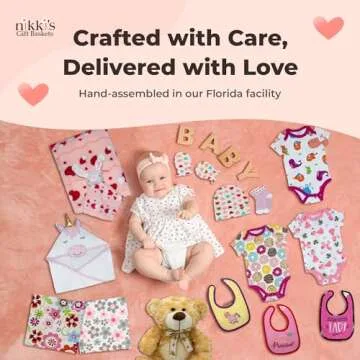Joyful Arrival Deluxe Baby Girl Gift Basket | 20-Piece Newborn Baby Girl Gift Set | Baby Gift for Expecting Moms and Gender Reveals | New Baby Gift Basket | Baby Gift Set - Pink | Nikki's Gift Baskets