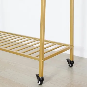 RZGY Portable Extra Clothes Rack with Wheels and Shelves
