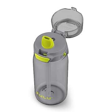 ZULU Kids Flex 16oz Tritan Plastic Water Bottle with Silicone Spout, Leak-Proof Locking Flip Lid and...
