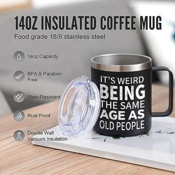 NOWWISH Valentines Day Gifts for Men - Men Coffee Mug - Funny Birthday Gifts for Him Husband, Grandpa, Dad, Father (14oz, Black)