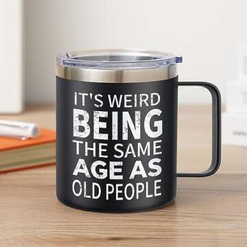 NOWWISH Valentines Day Gifts for Men - Men Coffee Mug - Funny Birthday Gifts for Him Husband, Grandpa, Dad, Father (14oz, Black)