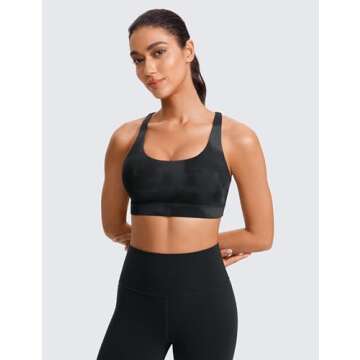 CRZ YOGA Women's Strappy Sports Bras Fitness Workout Padded Yoga Criss Cross Back Cami Black Tie Dye...