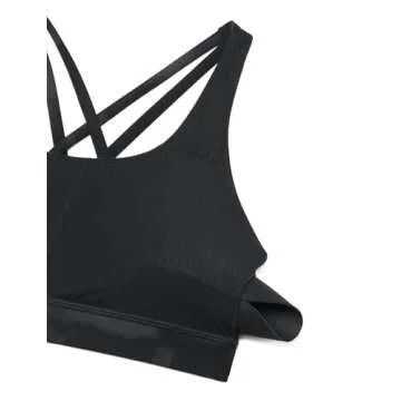 CRZ YOGA Women's Strappy Sports Bras Fitness Workout Padded Yoga Criss Cross Back Cami Black Tie Dye Flowers Large