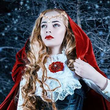 Hicarer Fairy Leaf Crown Headpiece Elf Ears Cuffs Rhinestone Elven Wings Tiara for Halloween Medieval Renaissance Cosplay(Rose Gold, Silver)