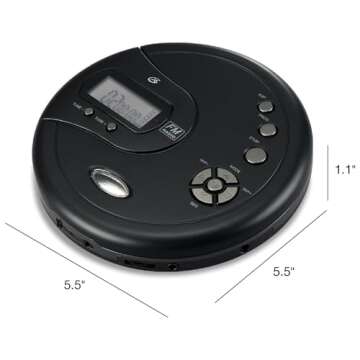 GPX PC332B Portable CD Player with Anti-Skip Protection, FM Radio and Stereo Earbuds - Black
