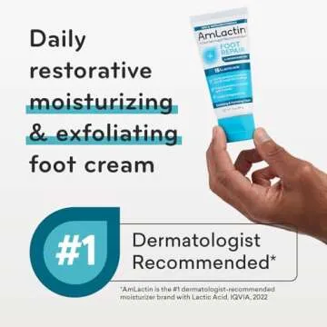 AmLactin Foot Repair Cream - 3 oz Cream for Dry Cracked Heels with 15% Lactic Acid - Exfoliator and Moisturizer for Dry Skin (Packaging May Vary)