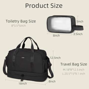 YaKuss Weekender Bags for Women, Multi-Pocket Sports Travel Duffel Bag with Shoes Compartment & Luggage Strap,Lightweight Carry On Overnight Gym Bag Camping Backpack for Travel, Gym, Yoga,Hospital