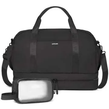 YaKuss Weekender Bags for Women, Multi-Pocket Sports Travel Duffel Bag with Shoes Compartment & Luggage Strap,Lightweight Carry On Overnight Gym Bag Camping Backpack for Travel, Gym, Yoga,Hospital