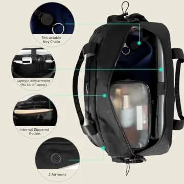 YaKuss Weekender Bags for Women, Multi-Pocket Sports Travel Duffel Bag with Shoes Compartment & Luggage Strap,Lightweight Carry On Overnight Gym Bag Camping Backpack for Travel, Gym, Yoga,Hospital