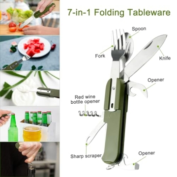 EZYoutdoor 7-in-1 Camping Utensils Set for Travelers