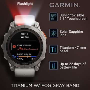 Wearable4U - Garmin Fenix 7 Pro Sapphire Solar Edition: Titanium 47 mm Smartwatch| Up to 22 Days Bat...