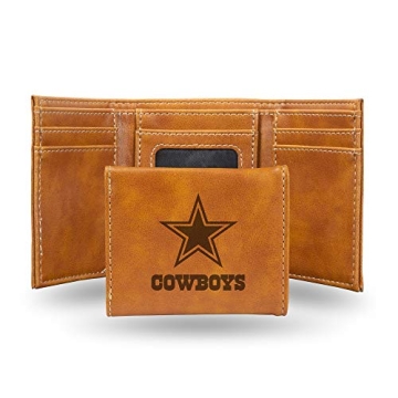 Rico Industries Laser Engraved Trifold Wallet, Dallas Cowboys, Brown