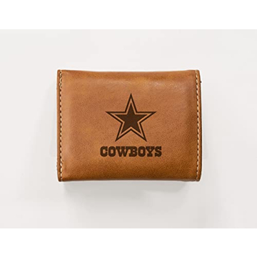 Rico Industries Laser Engraved Trifold Wallet, Dallas Cowboys, Brown