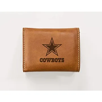 Rico Industries Laser Engraved Trifold Wallet, Dallas Cowboys, Brown