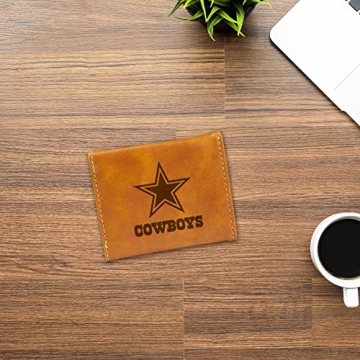 Rico Industries Laser Engraved Trifold Wallet, Dallas Cowboys, Brown
