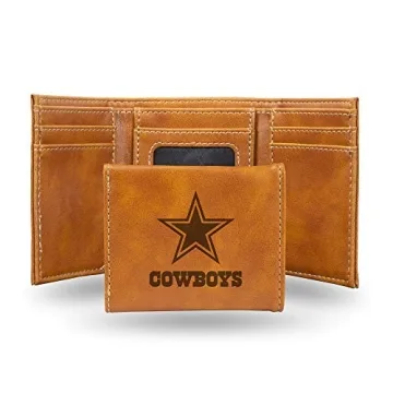 Rico Industries Laser Engraved Trifold Wallet, Dallas Cowboys, Brown