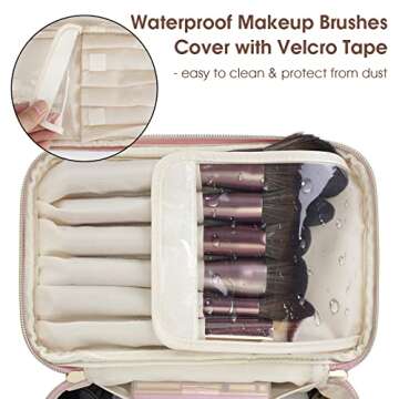 Wandering Nature Makeup Bag, Travel Make Up Organizer Cosmetic Brush Bags Case for Women in Vegan Le...