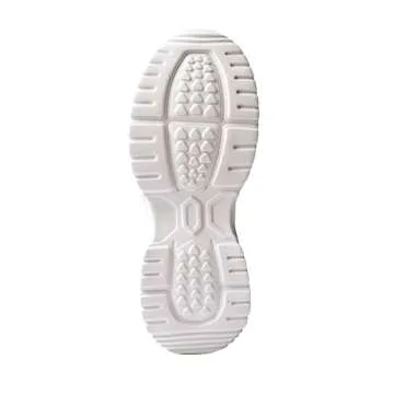 DREAM PAIRS Women's Fashion Sneakers, Lightweight Chunky Platform Lace-up Walking Shoes - Slip Resistant Arch Support Breathable Gym Workout Sport Casual Y2K Dad Shoe, Beige White, Size 9.5 SDFN2220W