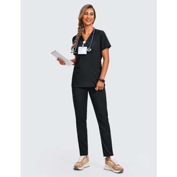 Durable POPVIOLET Women’s Scrub Top with Pockets
