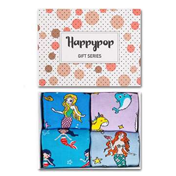 HAPPYPOP Women Girls Mermaid Socks, Cute Narwhal Unicorn Socks Gift for Sea Animal Lover
