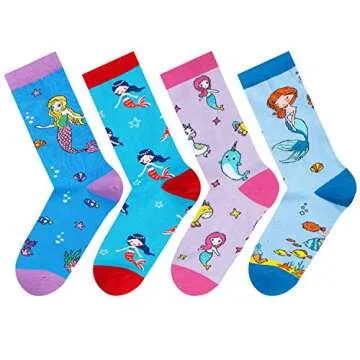 HAPPYPOP Women Girls Mermaid Socks, Cute Narwhal Unicorn Socks Gift for Sea Animal Lover
