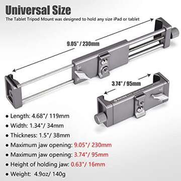 SHINEWEE Metal iPad Holder for Tripod Mount, 1/4" Screw, Acra/RRS Rail Plate Mounts, Fits iPad 1 2 3...