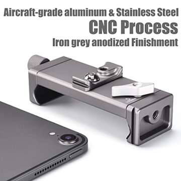 SHINEWEE Metal iPad Holder for Tripod Mount, 1/4" Screw, Acra/RRS Rail Plate Mounts, Fits iPad 1 2 3 4 5 Mini Air Pro,Universal Tablet iPad Clamp Holder Tripod Adapter