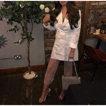 Women Sexy Crystal Rhinestone Mesh Pants for Parties