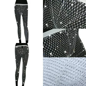 Women Sexy Crystal Rhinestone Mesh Pants for Parties
