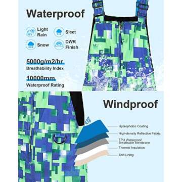 Pursky Boys' Heavyweight Snow Bib Ski Pants for Kids