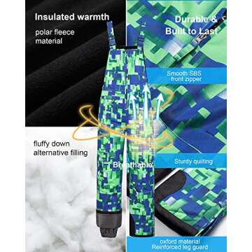 Pursky Boys' Heavyweight Snow Bib Ski Pants for Kids