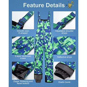 Pursky Boys' Heavyweight Snow Bib Ski Pants for Kids