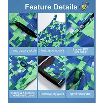 Pursky Boys' Heavyweight Snow Bib Ski Pants for Kids