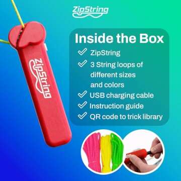 ZipString Original - As Seen on Shark Tank - Classic ZipString Rope Launcher Toy, Perfect for Kids & Adults - Fly a String Loop in The Air for Endless Tricks & Fun, Wonderment Awaits, Rock'it Red