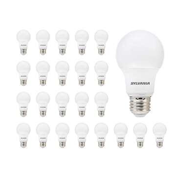 SYLVANIA LED A19 Light Bulb, 60W Equivalent, Efficient 8.5, 10 Year, W, 5000K, 800 Lumens, Frosted, Daylight - 24 Count (Pack of 1)