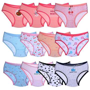 Closecret Toddler Soft Cotton Underwear Baby Panties Little Girls' 12-Pack Assorted Briefs (4-6T, Mu...