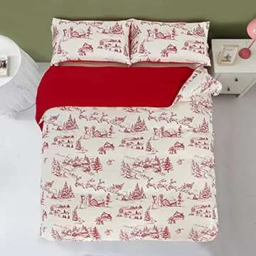 Yiran Red Christmas Duvet Cover Set with Pillowcases