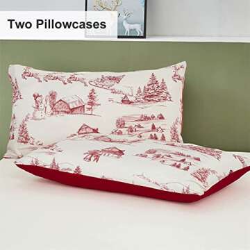 Yiran Red Christmas Duvet Cover Set with Pillowcases