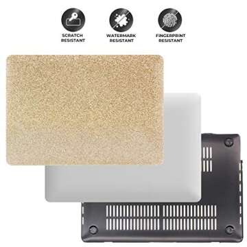 OneGET MacBook Pro 13 Inch Case with Touch Bar Fashion Laptop Case 2016 2017 2018 2019 Release A1989 A1706 A1708 A2159 Glitter Bling PU Hard Shell Cover for MacBook Pro 13 (Glitter Gold)