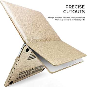OneGET MacBook Pro 13 Inch Case with Touch Bar Fashion Laptop Case 2016 2017 2018 2019 Release A1989 A1706 A1708 A2159 Glitter Bling PU Hard Shell Cover for MacBook Pro 13 (Glitter Gold)